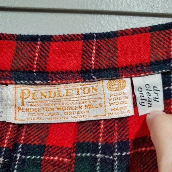 Vintage Pendleton 100% Wool Skirt Womens Sz 10 Tartan Plaid Pleated Red Green - Picture 8 of 11